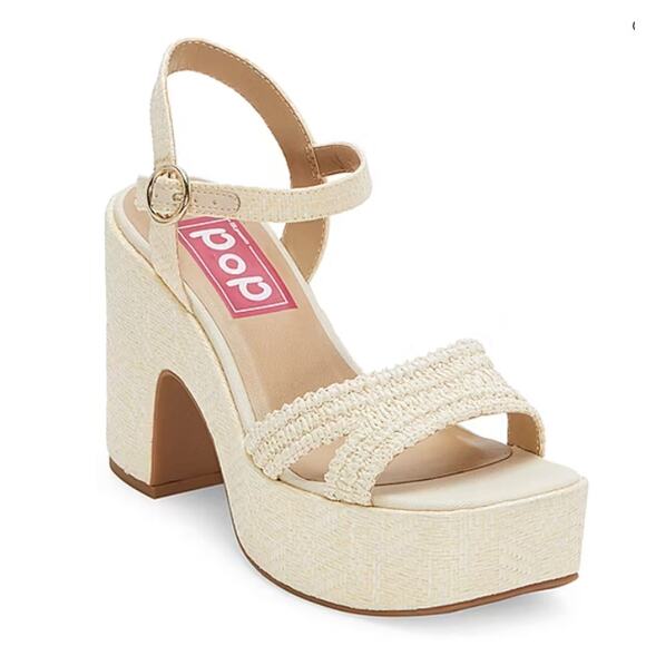 Pop Womens Applaud Heeled Sandals Natural Cream Color Size 11M - Picture 1 of 13